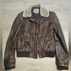 Wilsons Leather Women's Brown Bomber Leather Jacket